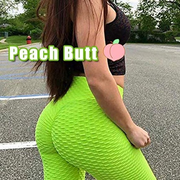 Lime Green High Waist Leggings for Women - Picture 5 of 8